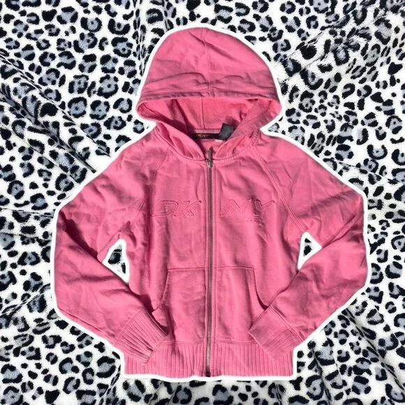pink vintage dkny zip up hoodie - Picture 2 of 4